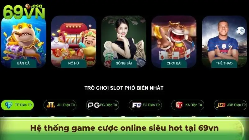 Hệ thống game cược online siêu hot tại 69vn
